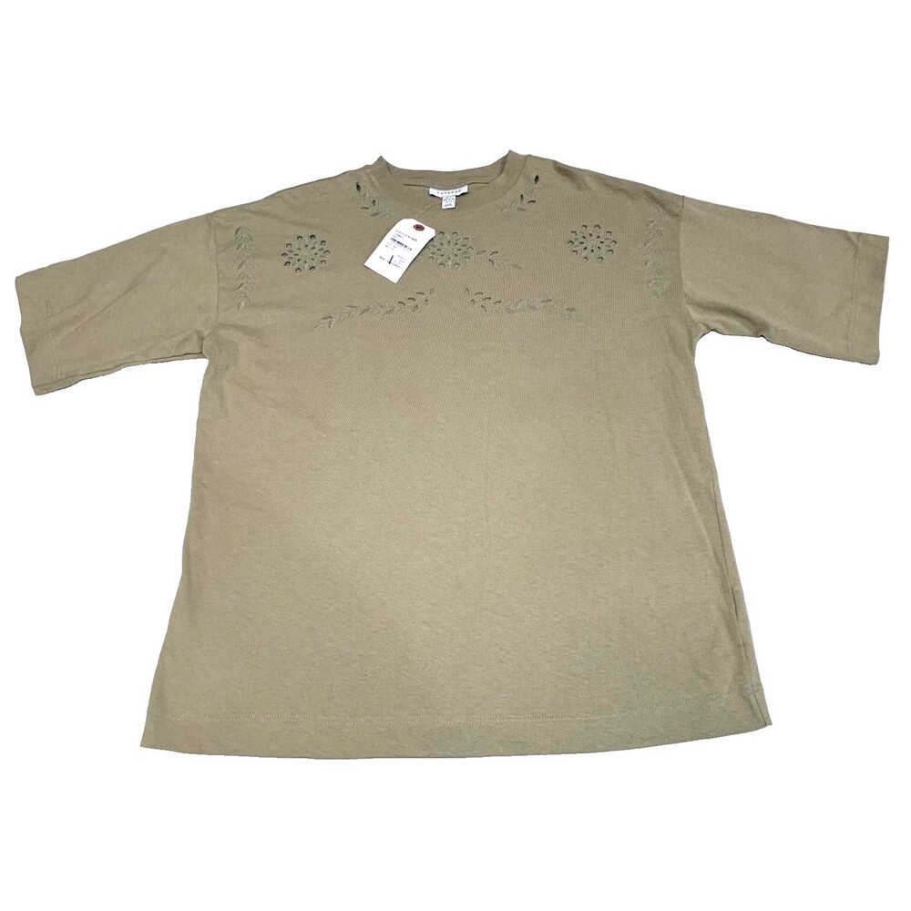 NWT TOPSHOP WOMENS OVERSIZED COTTON KHAKI SHIRT SIZE 4-6